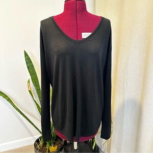 Black V-Neck Long Sleeve gap Top